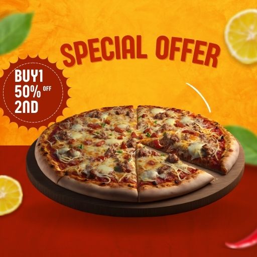 PIZZA (25 CM) : Buy 1 & Get 50% Off on 2nd.